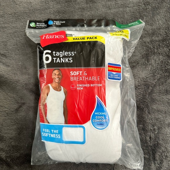 Hanes Shirts Nwt Hanes Value Pack Tagless Tanks Mens Large White Poshmark